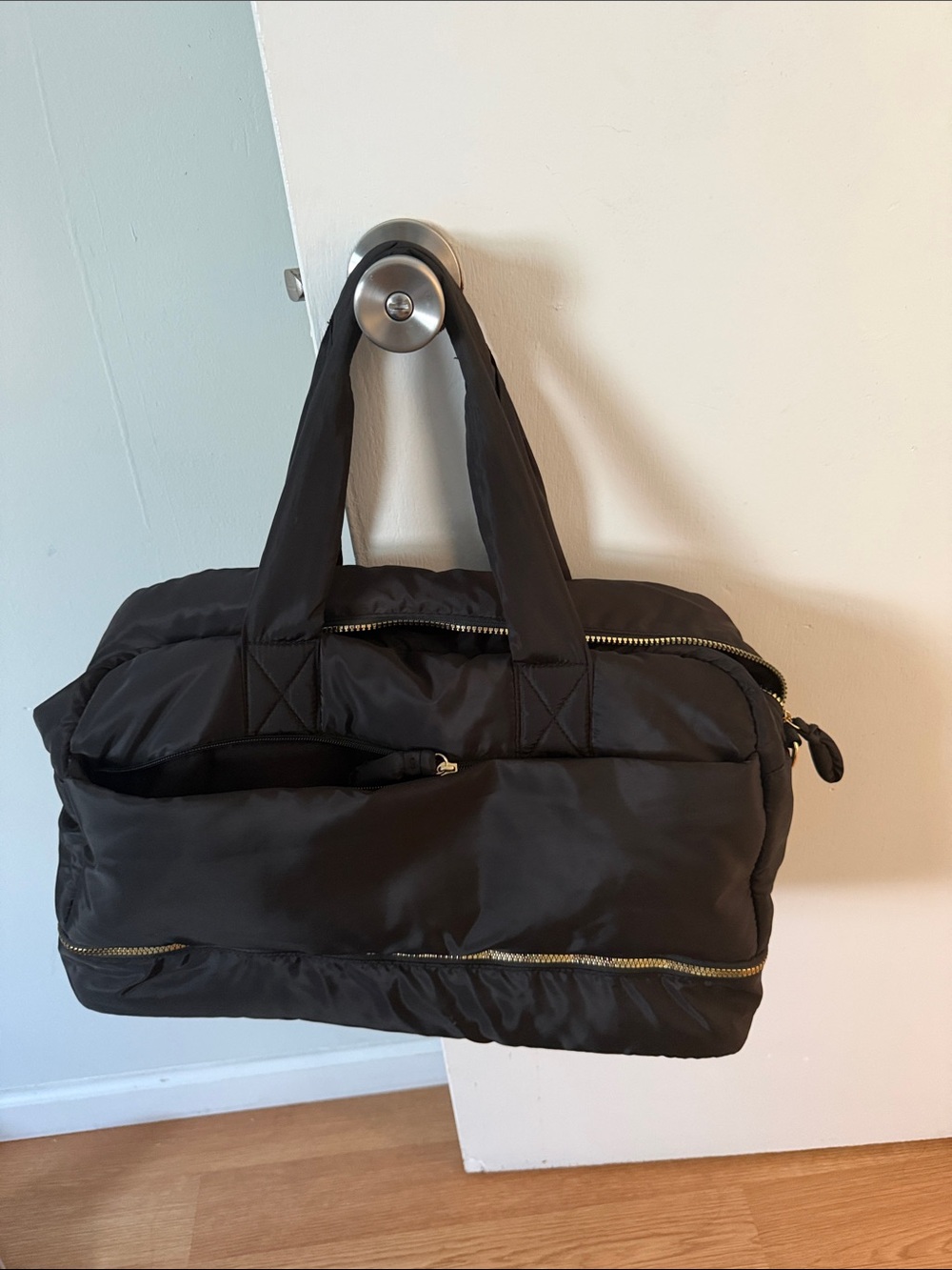 Black lightweight Travel Duffel Bag - Nylon Carry Tote